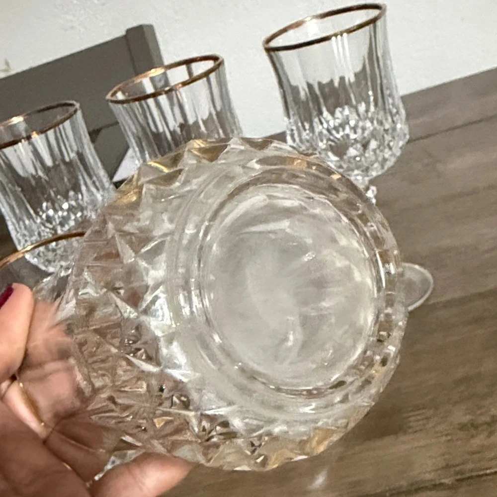 Vintage Cristal d’Arques France 24% Lead Crystal Glasses with Gold Rim – Set of - Picture 4 of 11